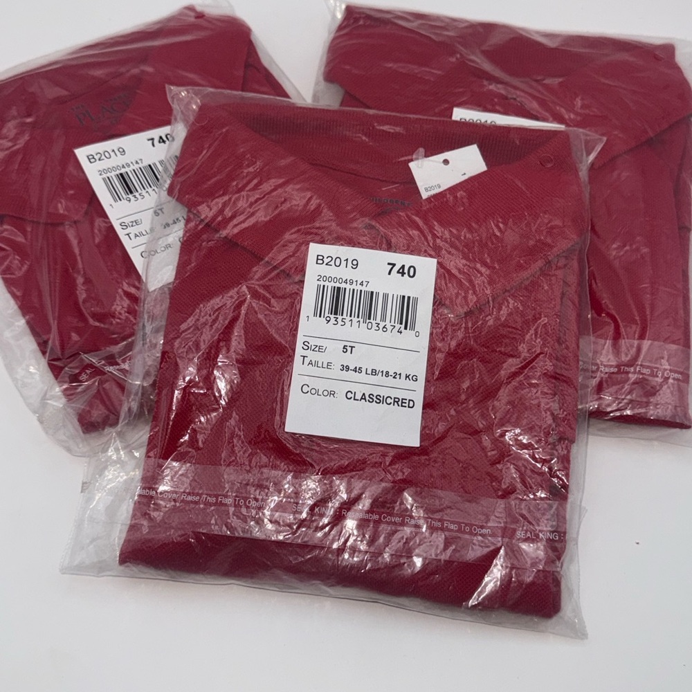 3 Pack Kids Red Polo Shirts Size 5T Classic Red School Uniform Short Sleeve NEW